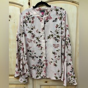 Vince Camuto Button Up Bell Sleeve Blouse